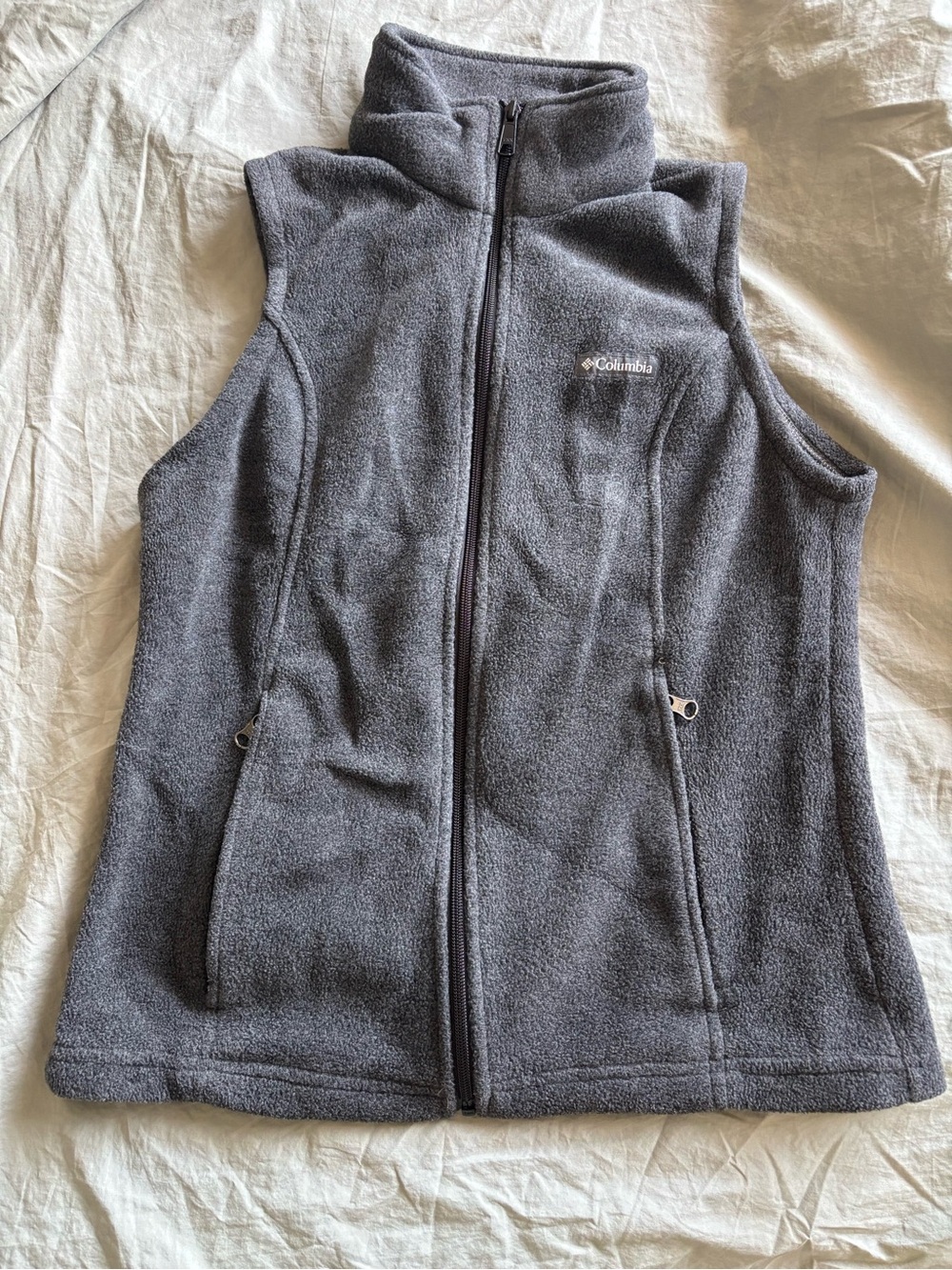 Columbia Dark Gray Fleece Vest - Sleeveless Zip with Pockets